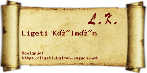 Ligeti Kálmán névjegykártya